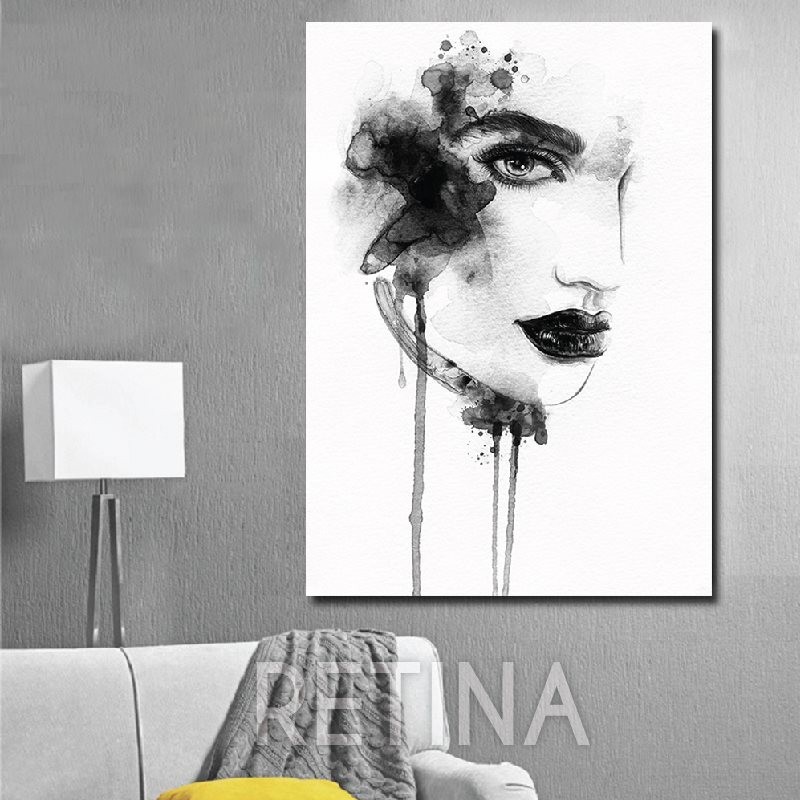 Abstrait noir et blanc visages Portrait peinture Art toile photos